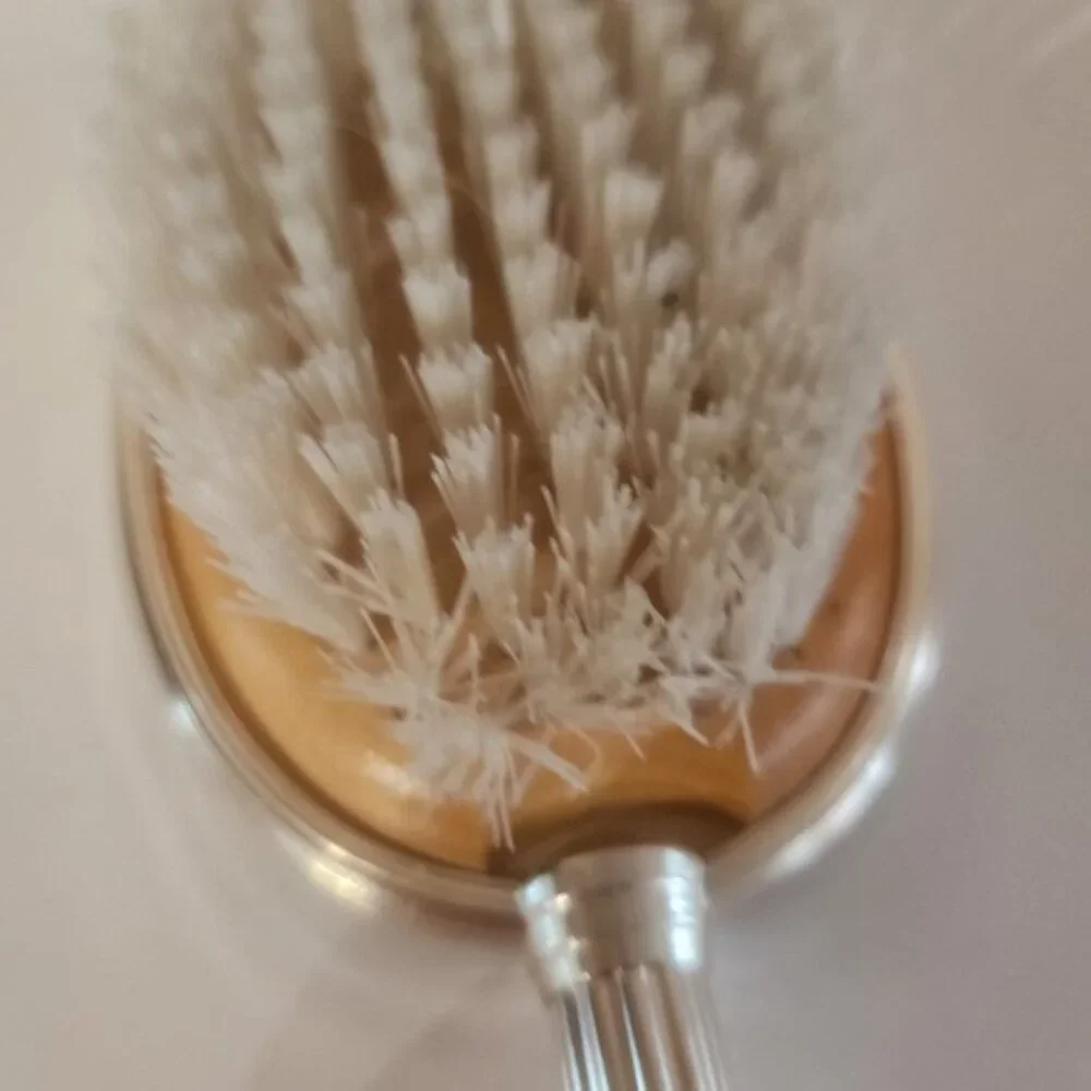 Vintage Silver Vanity Brush Ballerina Scene Elegant‎